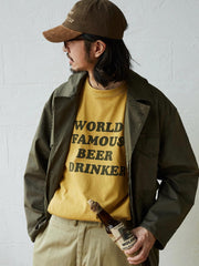 モデルが着用するNot Vintage Cap 古着加工スエードブリムベースボールキャップのスタイリング例