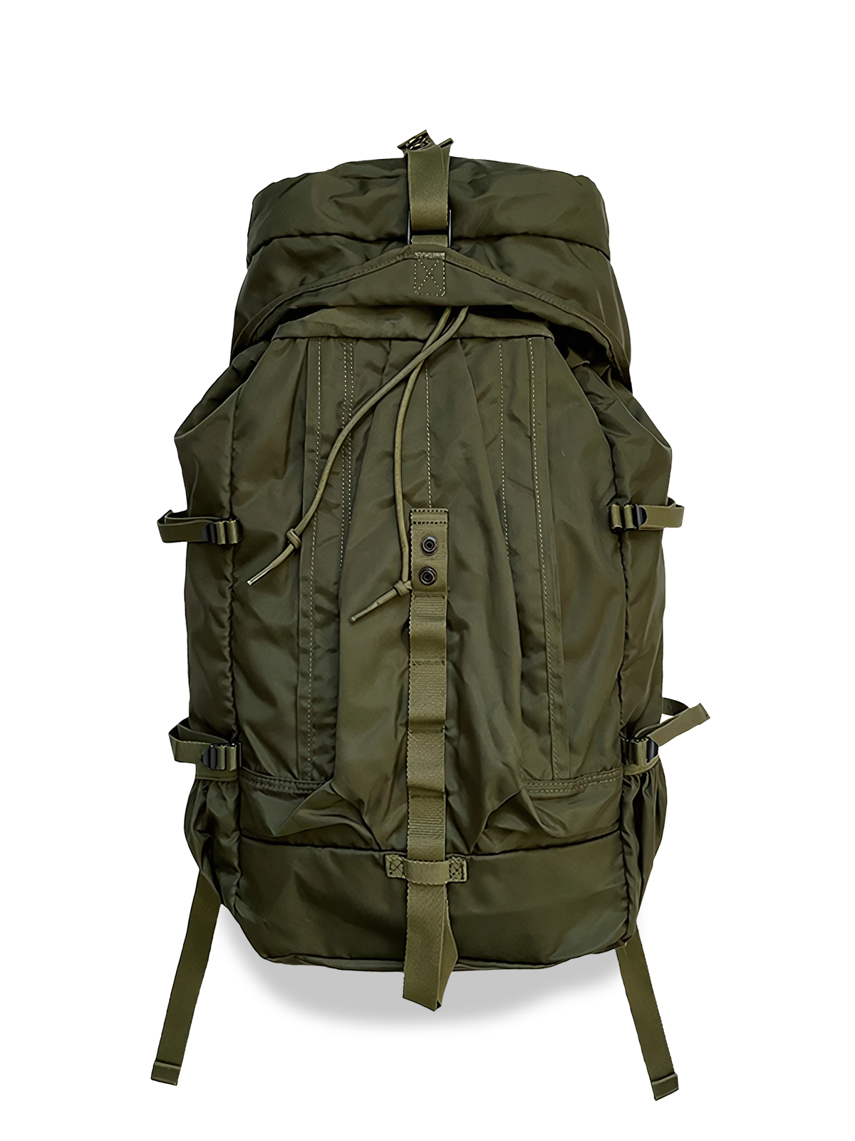 高強度ナイロン素材の登山用バックパック。30×52×16cm大容量、調整ベルトとドローストリング開閉で機能性を高めたデザイン。