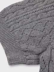 透かし柄提花ショートスリーブニットポロ