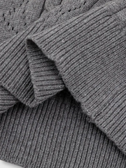 透かし柄提花ショートスリーブニットポロ