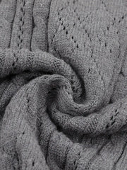 透かし柄提花ショートスリーブニットポロ