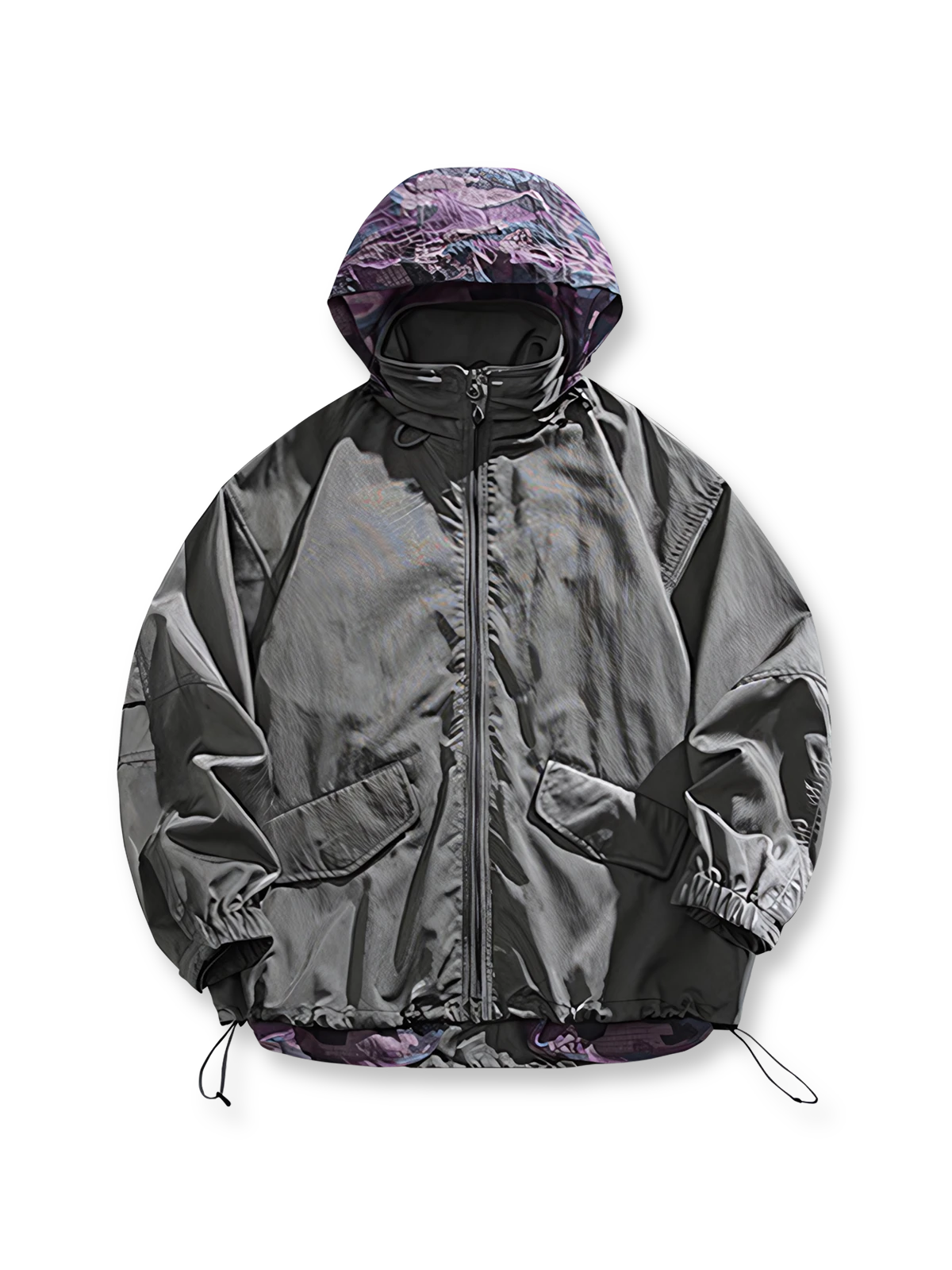 速乾・防風・撥水機能を備えたフード付きジャケット。