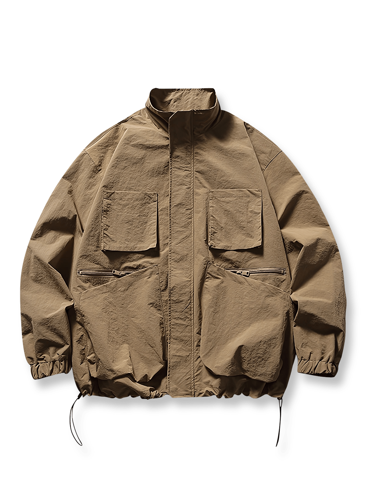 防風性と立体ポケットが特徴のアウトドアスタンドカラージャケット