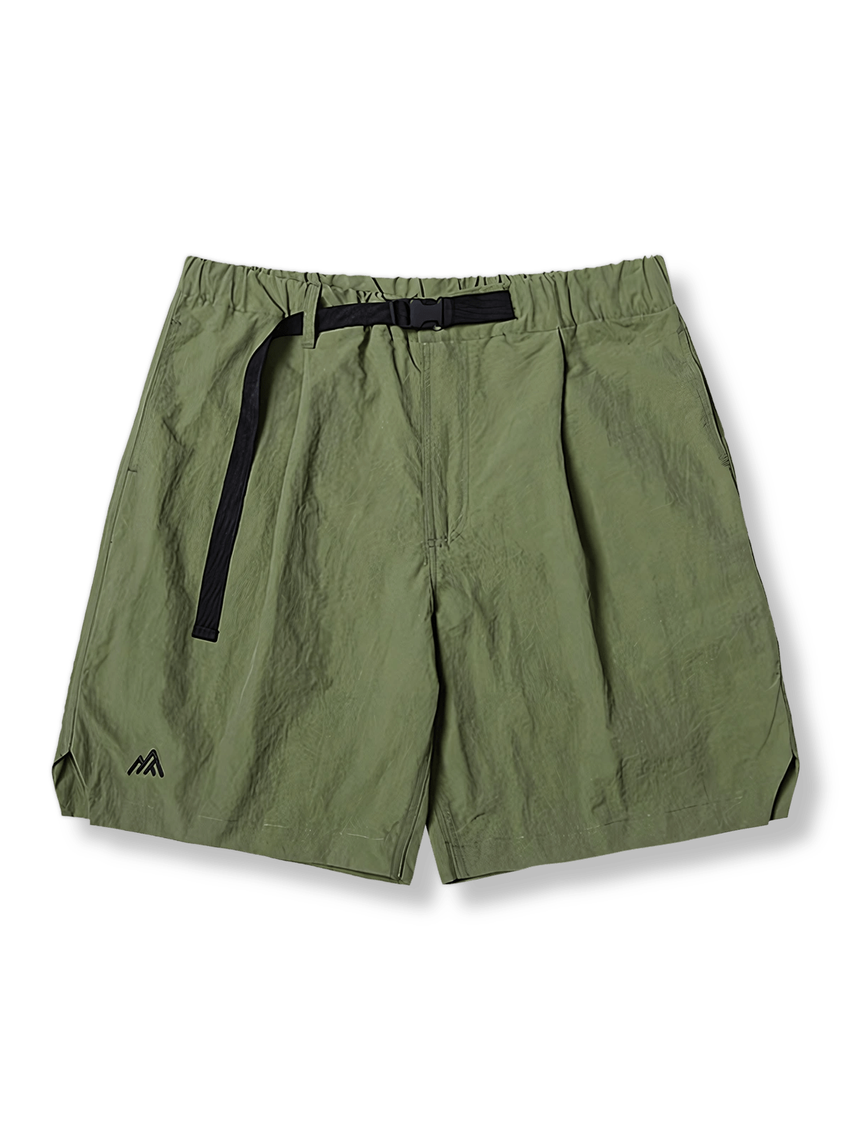 防水・速乾ナイロン素材のワークショーツ(五分丈・調整ベルト付き)。