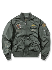 リブ襟・袖口・裾とアームポケットが特徴のP-35 MA-1レザーフライトジャケット