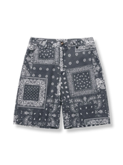 古代ペルシャ風ペイズリープリントのカジュアルショートパンツ