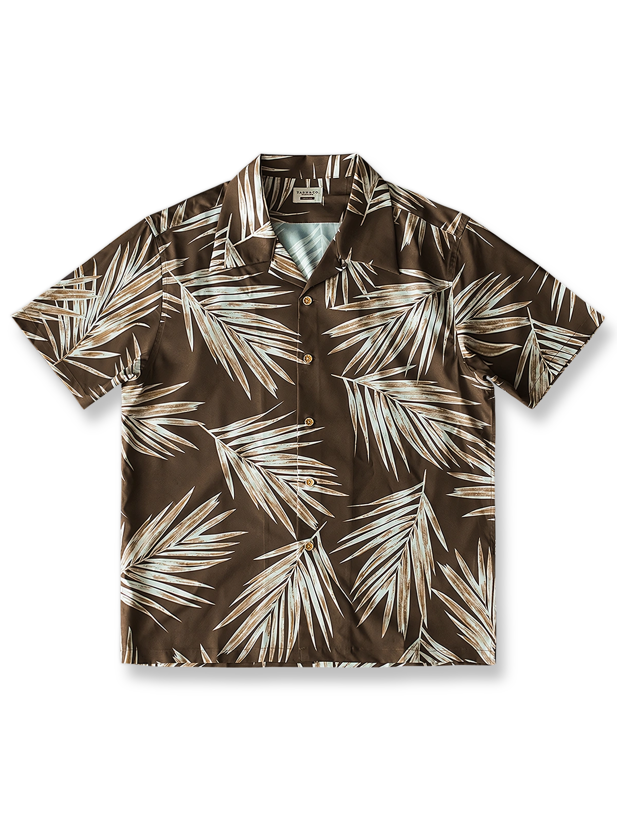 パームリーフ柄アロハシャツ。