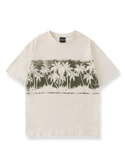 ヤシの木プリントのオーバーサイズ半袖Tシャツの前面が見える商品画像