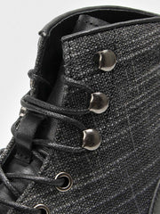 異素材コンビ ハイカット牛革ブーツ