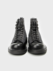 異素材コンビ ハイカット牛革ブーツ