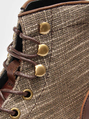 異素材コンビ ハイカット牛革ブーツ