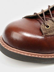 異素材コンビ ハイカット牛革ブーツ