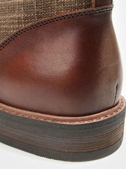 異素材コンビ ハイカット牛革ブーツ