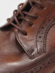 ブローグ彫刻 牛革レザーシューズ