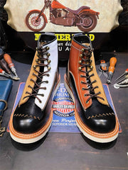 パッチワーク バイカー ブーツ