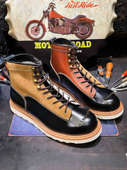 パッチワーク バイカー ブーツ