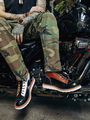 パッチワーク バイカー ブーツ