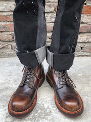 本革 バイカー ブーツ