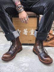 本革 バイカー ブーツ