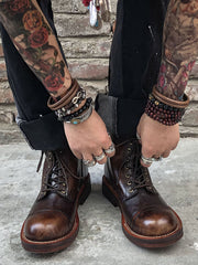 本革 バイカー ブーツ