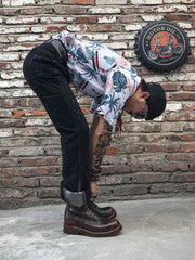 本革 バイカー ブーツ