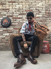 本革 バイカー ブーツ