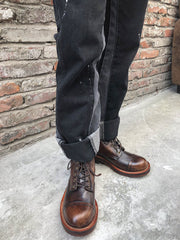 本革 バイカー ブーツ