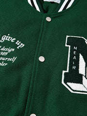 英字プリント 中綿ベースボールジャケット