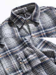 レトロ チェック 厚手 長袖シャツ