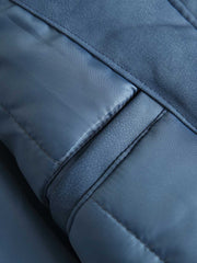 無地 立体ポケット 襟付き中綿ジャケット