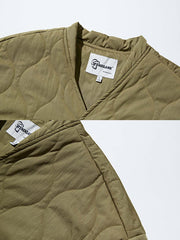 半袖 キルティング 襟なし 中綿ジャケット