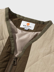 ノーカラー キルティング 中綿ジャケット