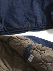 ノーカラー デニムジャケット