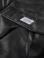 刺繍入り スタンドカラレザージャケットー