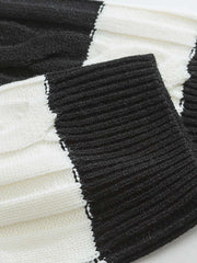 ストライプ ケーブル編みニットセーター