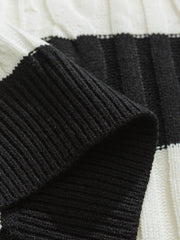 ストライプ ケーブル編みニットセーター