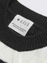 ストライプ ケーブル編みニットセーター