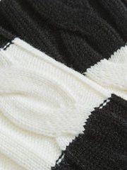 ストライプ ケーブル編みニットセーター