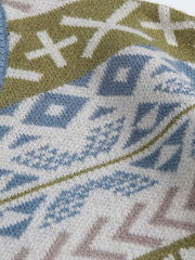 民族調 ジャカード編み クルーネック ニットセーター