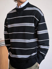 ストライプ クルーネックセーター
