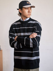 ストライプ クルーネックセーター