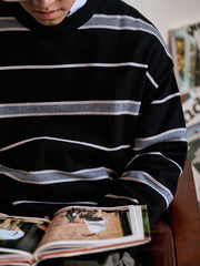 ストライプ クルーネックセーター