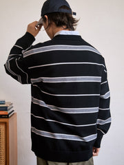 ストライプ クルーネックセーター