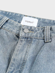 ウォッシュ加工 ストレートデニムパンツ