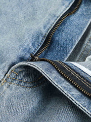 ウォッシュ加工 ストレートデニムパンツ