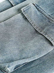 立体ポケット ストレートデニムパンツ