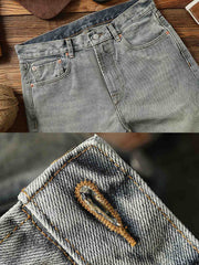 ウォッシュ加工 テーパード デニムパンツ