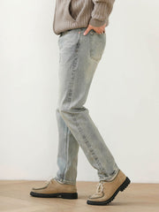 ウォッシュ加工 テーパード デニムパンツ