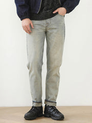 ウォッシュ加工 テーパード デニムパンツ