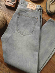 ウォッシュ加工 テーパード デニムパンツ